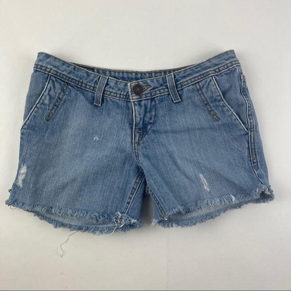 Horn Jeans Shorts Womens Size 26 Blue Denim Distressed Cut Off Californication - Picture 1 of 10